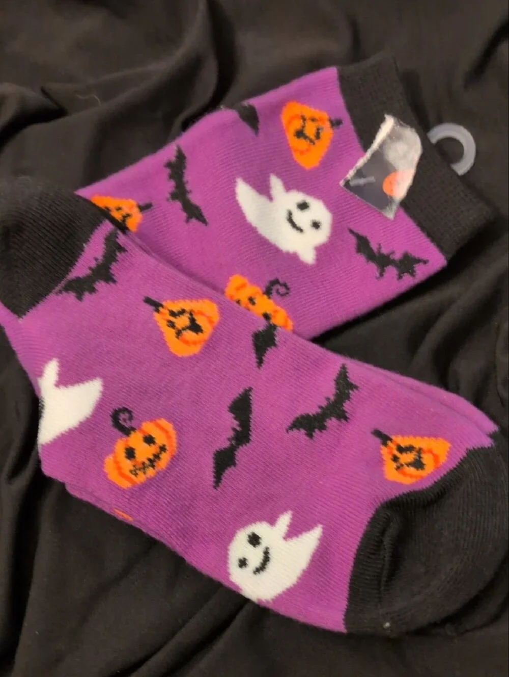 Halloween  Socks - Purple Ghost & Pumpkin Design
